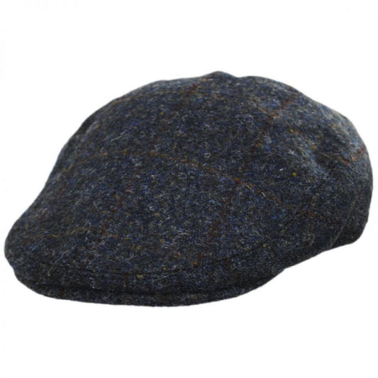 Failsworth | Stornoway Harris Tweed Wool Windowpane Plaid Flat Cap | 177904 | lead | NAVY BLUE