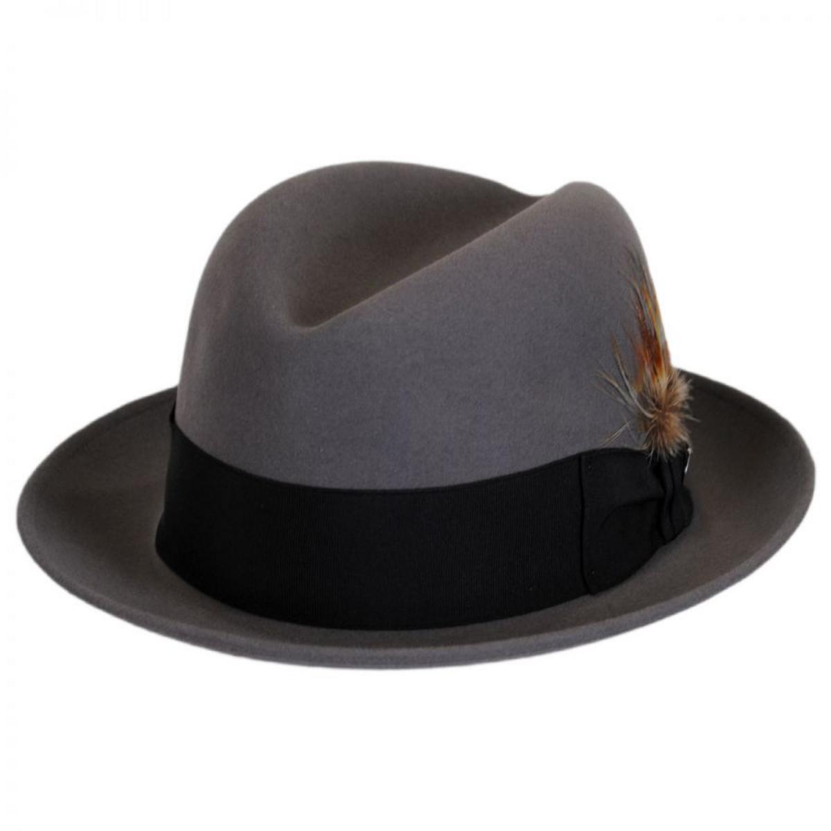 Stetson | Selby Fur Felt Fedora Hat | 130619 | lead | CARIBOU