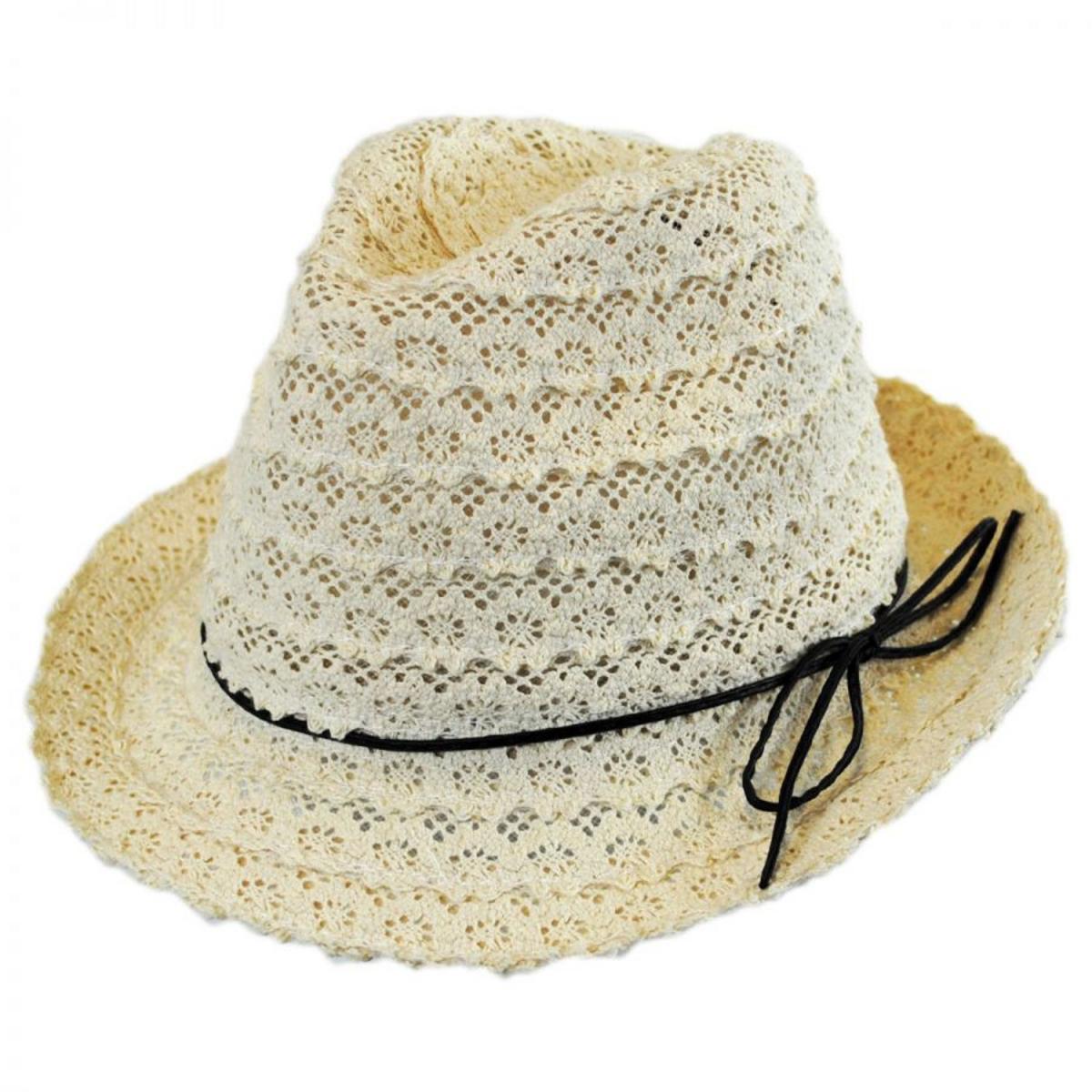 Jeanne Simmons | Kid's Cotton Lace Fedora Hat | 510933 | lead | CREAM