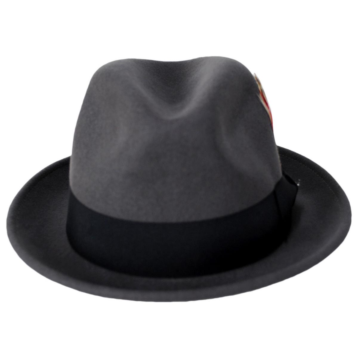 Jaxon Hats | Blues Crushable Wool Felt Trilby Fedora Hat | 132020 | front | GREY