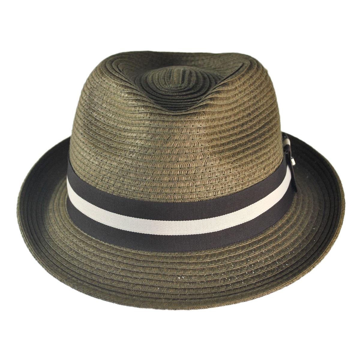 Jaxon Hats | Wholesale Ridley Toyo Straw Trilby Fedora Hat B2B Pre-Pack | B2B129000 | front | OLIVE GREEN