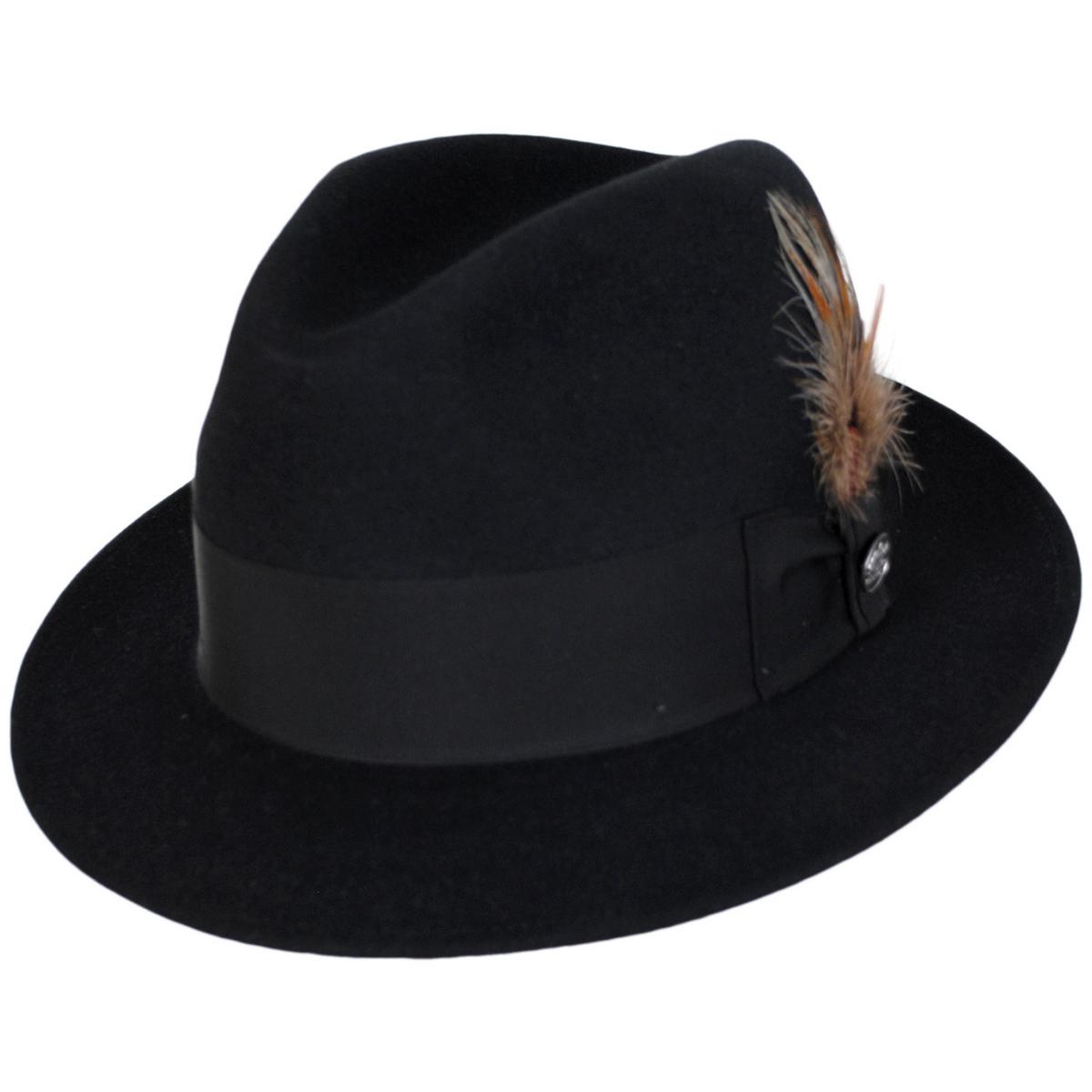 Stetson | Saxon Fur Felt Fedora Hat | 130609 | lead | BLACK