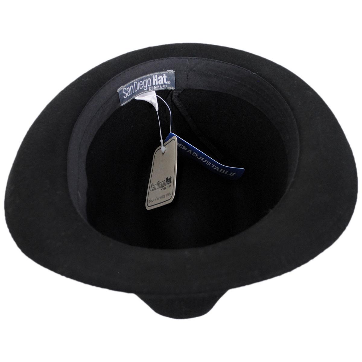 San Diego Hat Company | Indie Wool Felt Fedora Hat | 108942 | under | BLACK