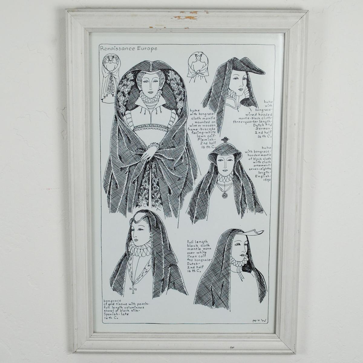 Village Hat Shop | Blemished Vintage History of Hats Framed Mystery Print | HISTOFHATS2 | profiletwo | ASSORTED
