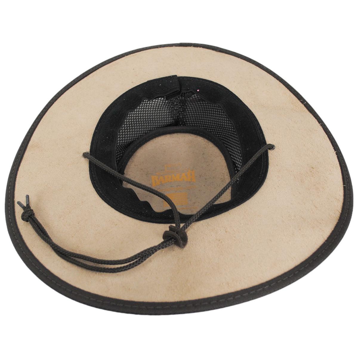 Barmah | Cooler Bronco Cattle Leather Mesh Foldaway Drover Hat | 400907 | under | DRIFTWOOD