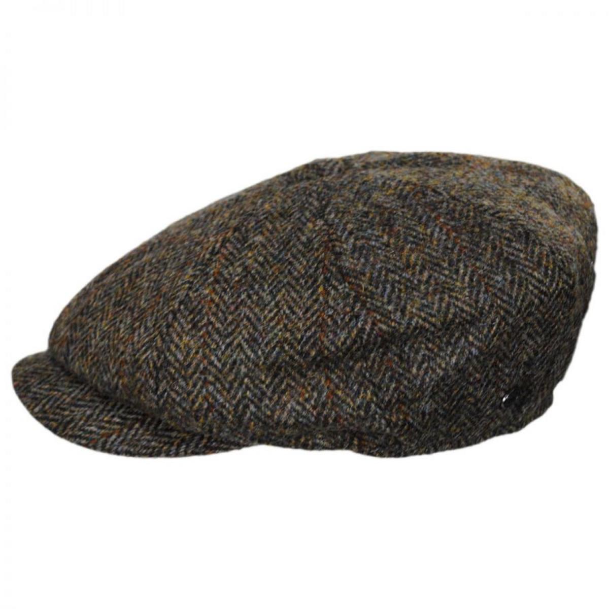 Jaxon & James | Northbay Harris Tweed Wool Newsboy Cap | 170001 | profile | OLIVE/BROWN