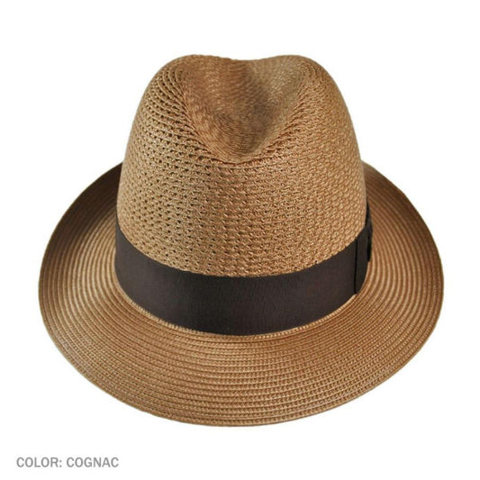 Dobbs | Madison Milan Straw Fedora Hat | 126904 | front | COGNAC