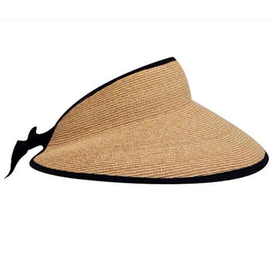 Helen Kaminski | Mai Raffia Straw Braid Visor | 197200 | front | NATURAL/MIDNIGHT