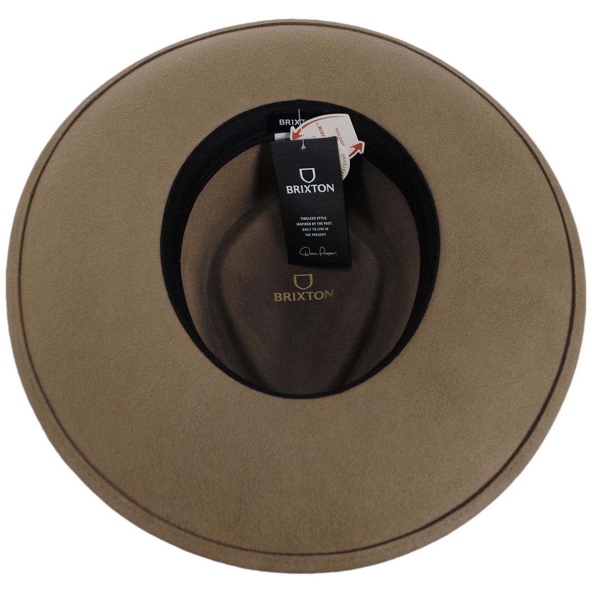BRIXTON HATS | Brenton Convertabrim Wool Felt Fedora Hat | 135663 | under | TOBACCO BROWN