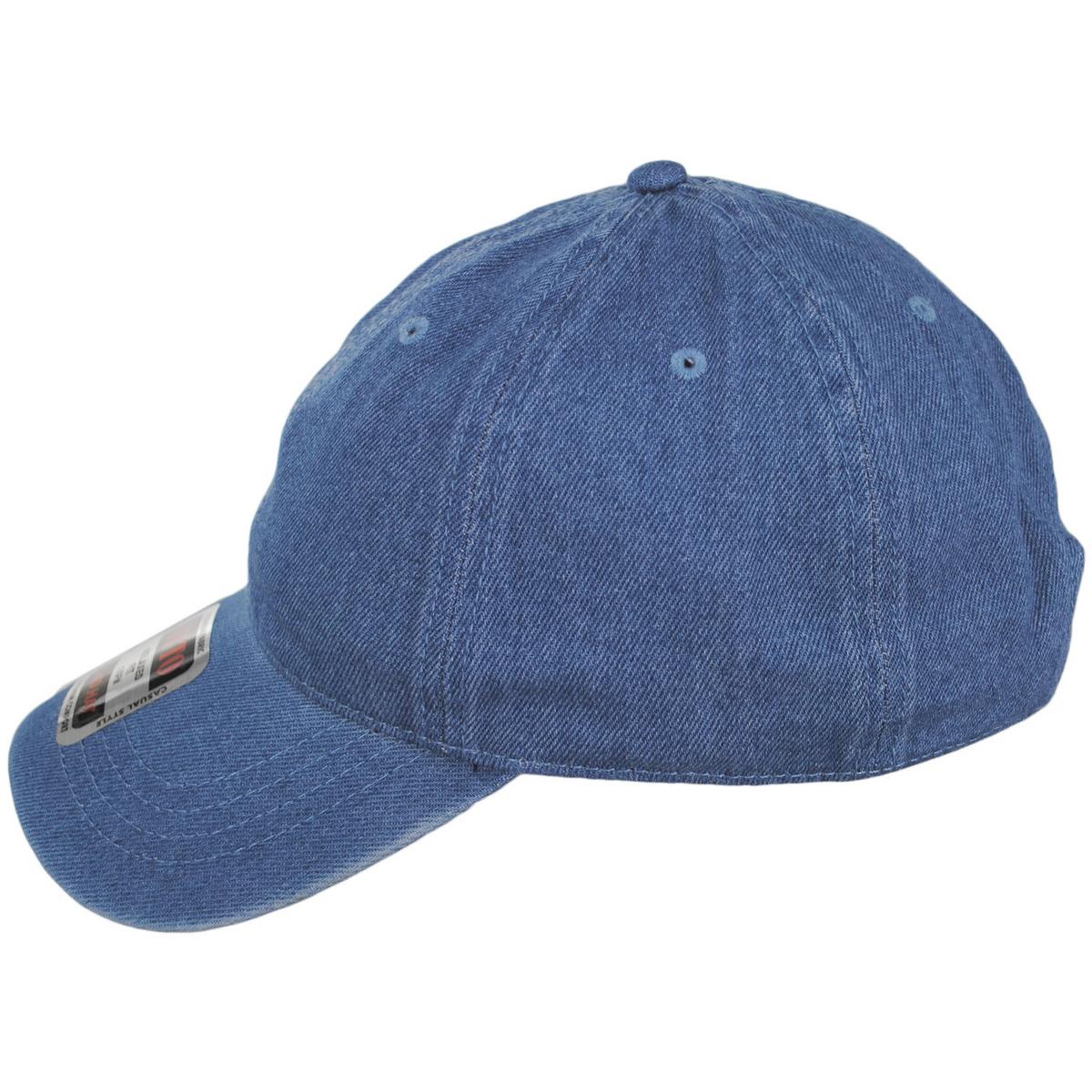 Otto | LoPro Washed Cotton Denim Strapback Baseball Cap Dad Hat | 201405 | profile | NAVY