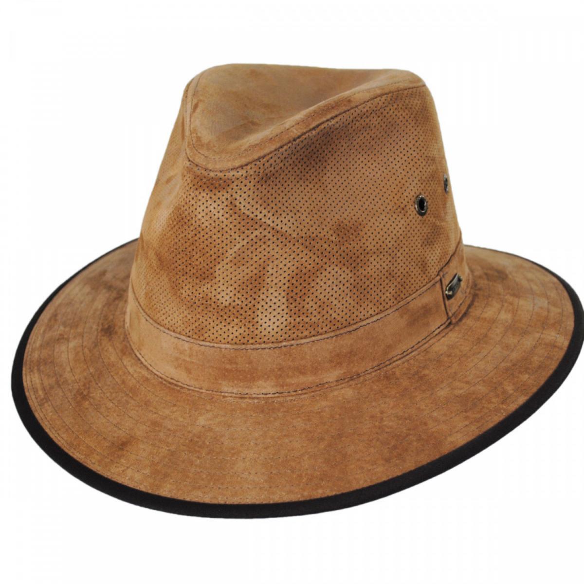 Stetson | Chelan Suede Leather Safari Fedora Hat | 140186 | lead | TAN