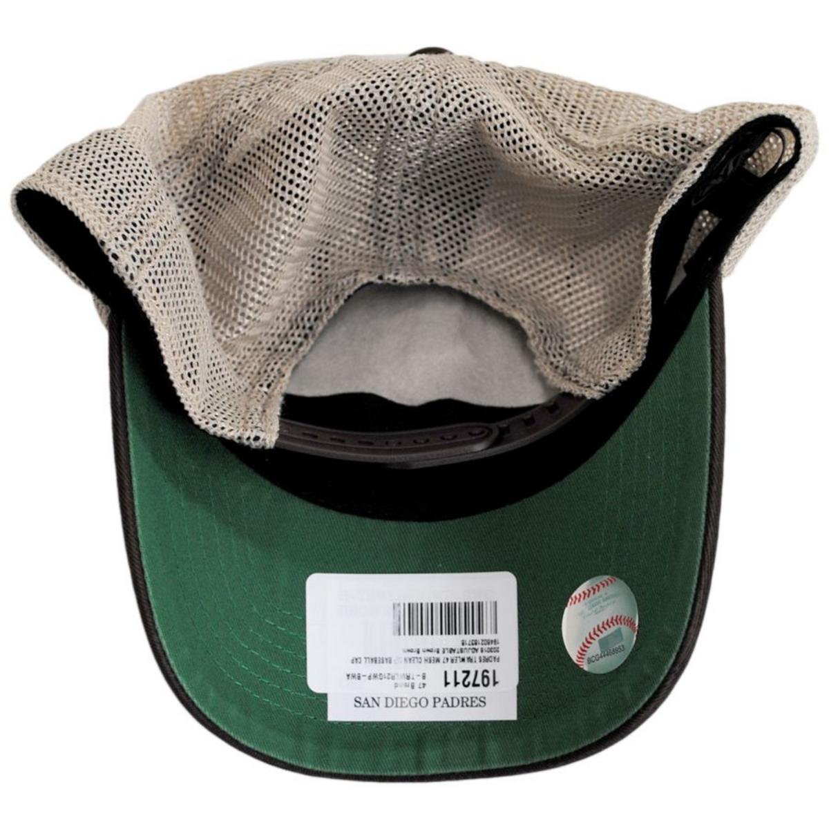 47 Brand | San Diego Padres Trawler 47 Mesh Clean Up Baseball Cap | 203016 | under | BROWN