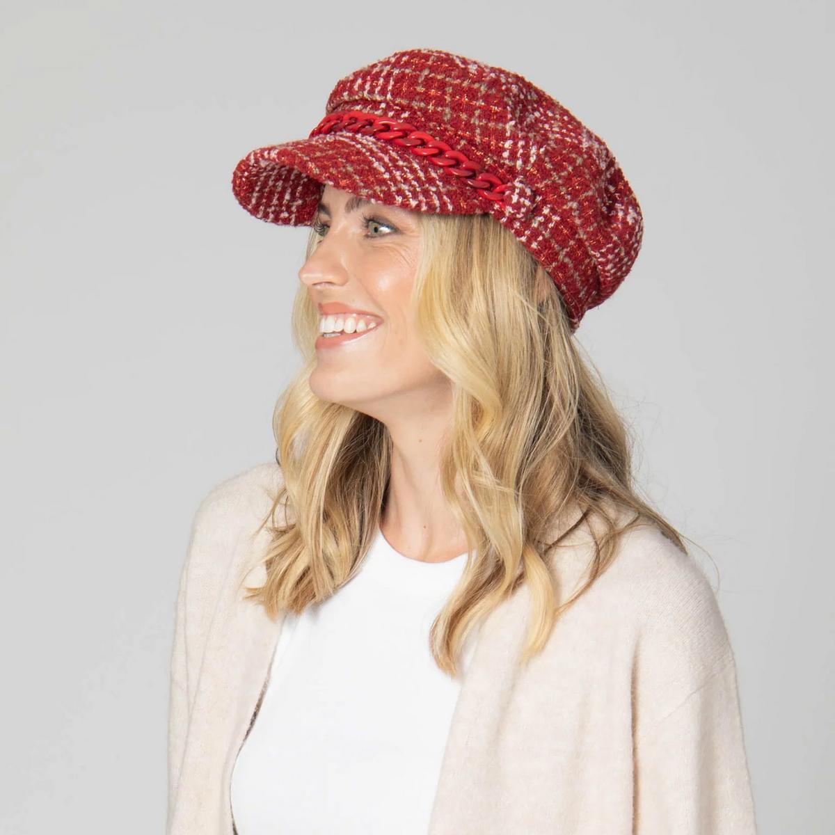 San Diego Hat Company | Emmy Lou Tweed Cabbie Cap | 108655 | lsfone | RED