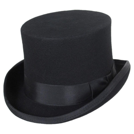 Jaxon Hats | Mid Crown Wool Felt Top Hat | 193700 | lead | BLACK