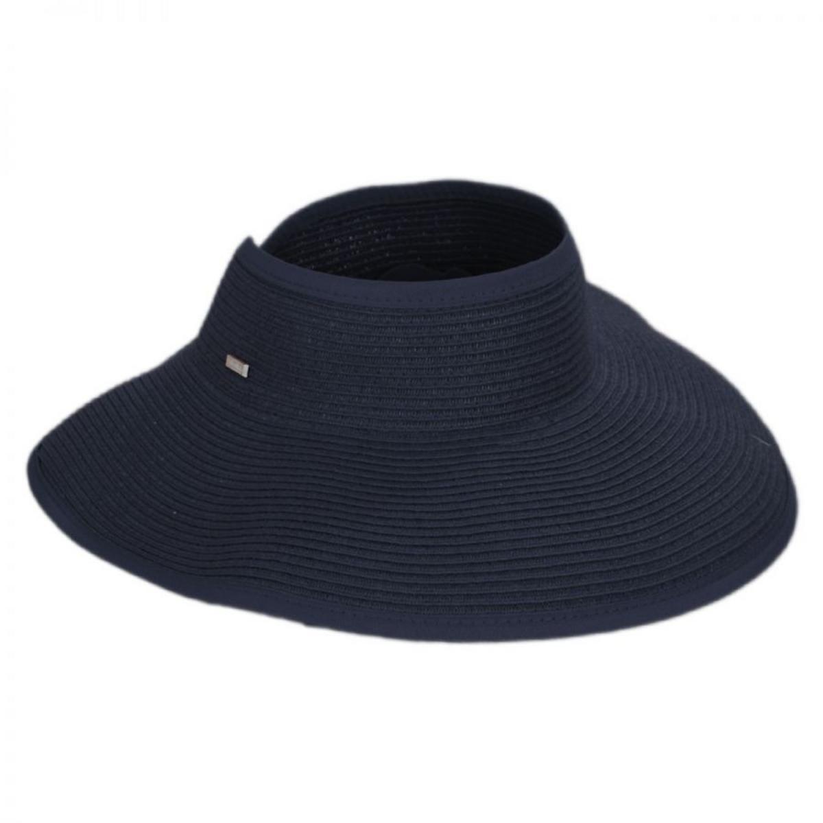 San Diego Hat Company | Roll Up Toyo Straw Visor | 197300 | lead | NAVY BLUE