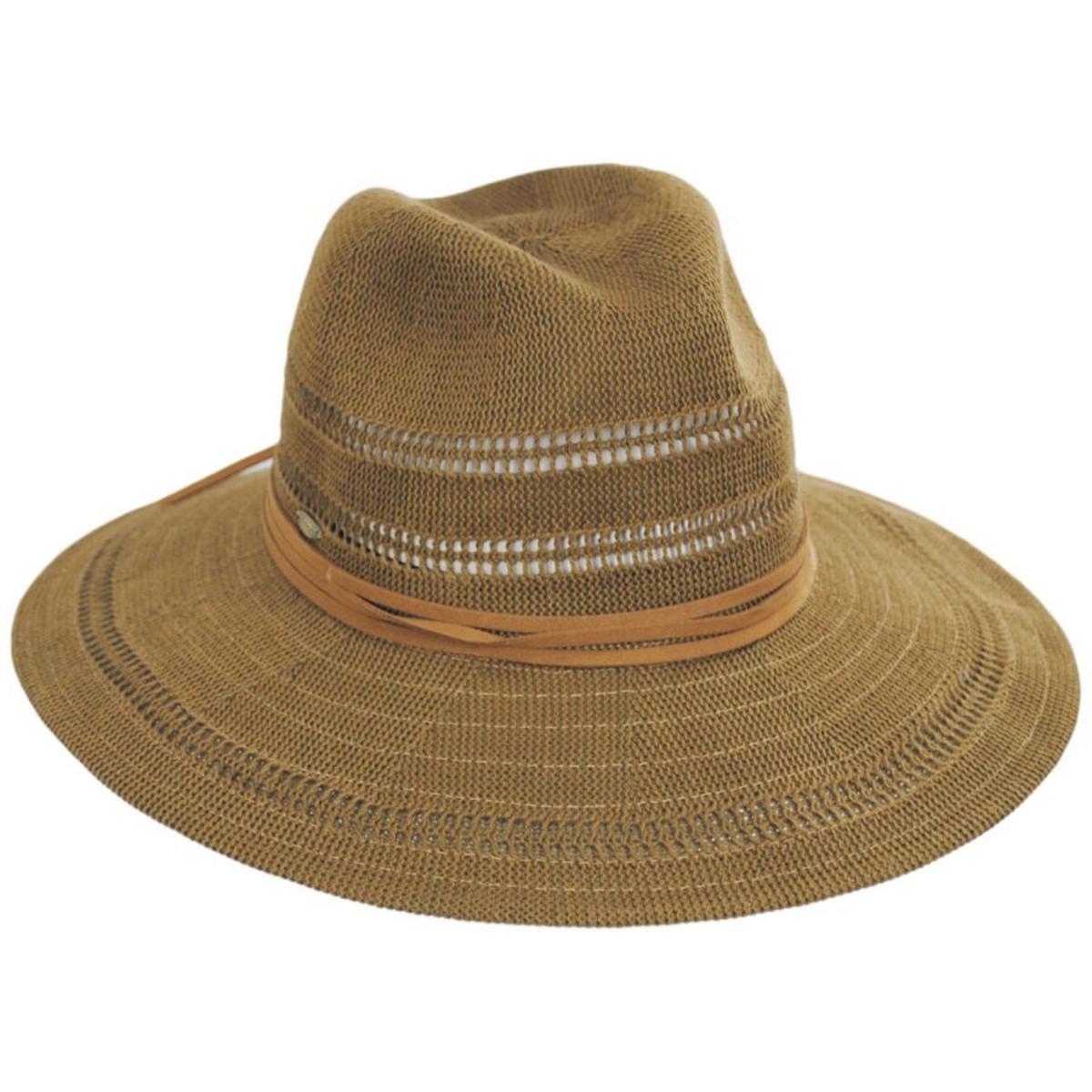 Scala | Felicity Knit Safari Fedora Hat | 106436 | lead | DESERT