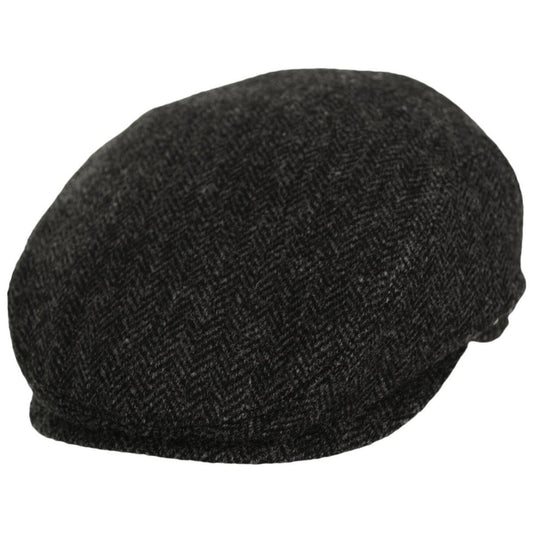 Wigens Caps | Shetland Wool Herringbone Ivy Cap with Earflaps | 161971 | lead | DARK GREY