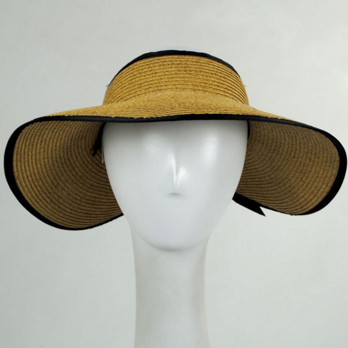 Cappelli | Grace Toyo Straw Blend Roll-Up Visor | 195033 | profile | BLACK