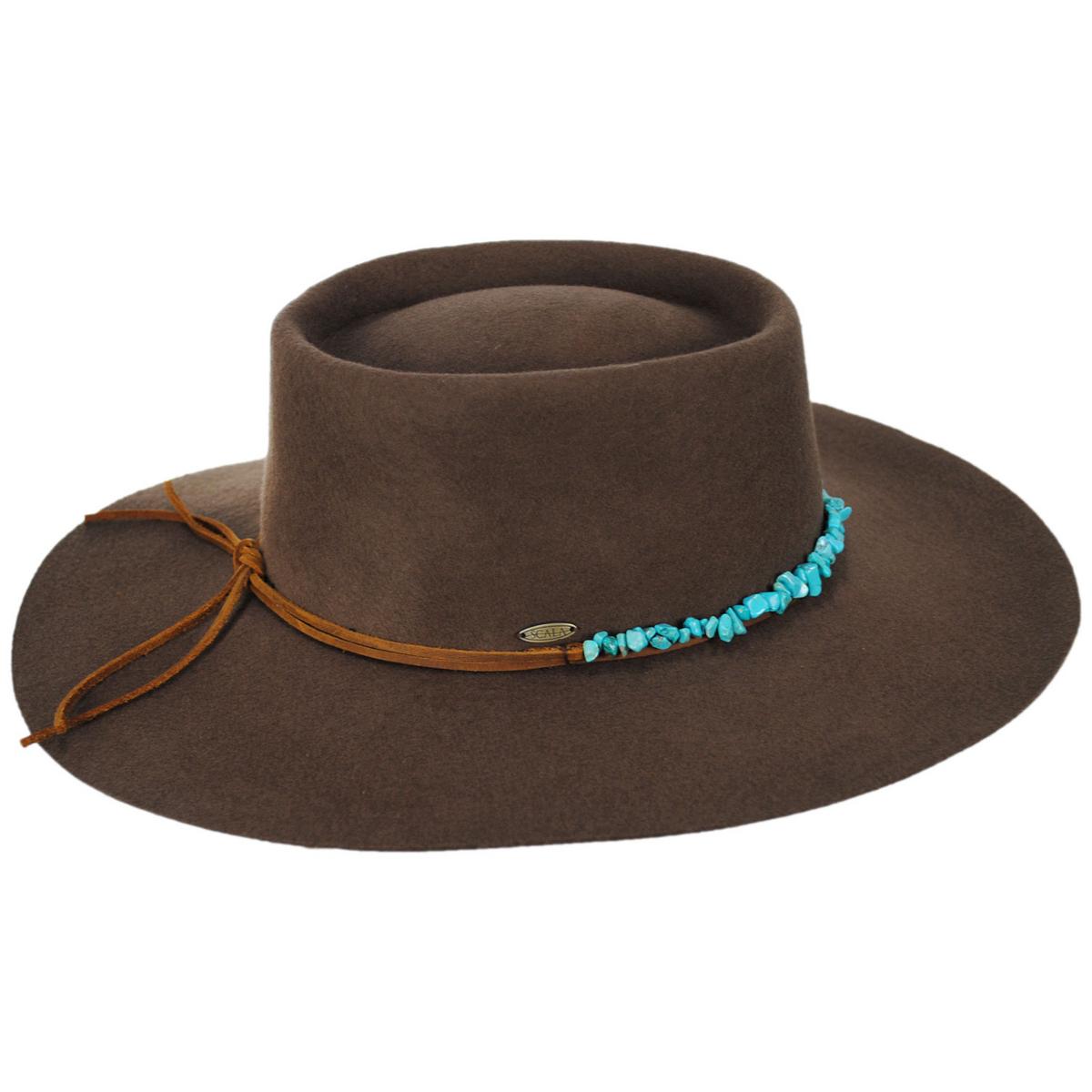 Scala | Lanna Wool Felt Gaucho Hat | 123445 | profile | BROWN
