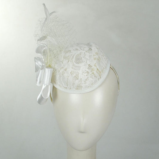 Jeanne Simmons | Lace Teardrop Fascinator Hat | 120725 | front | CREAM