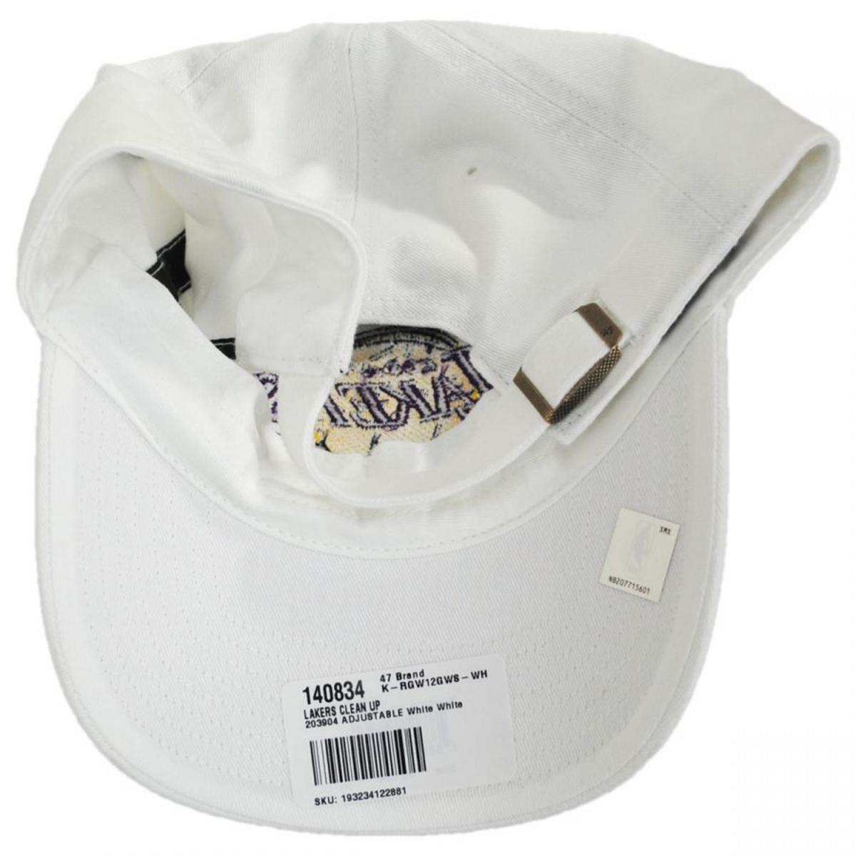 47 Brand | Los Angeles Lakers NBA Clean Up Strapback Baseball Cap Dad Hat | 203904 | under | WHITE