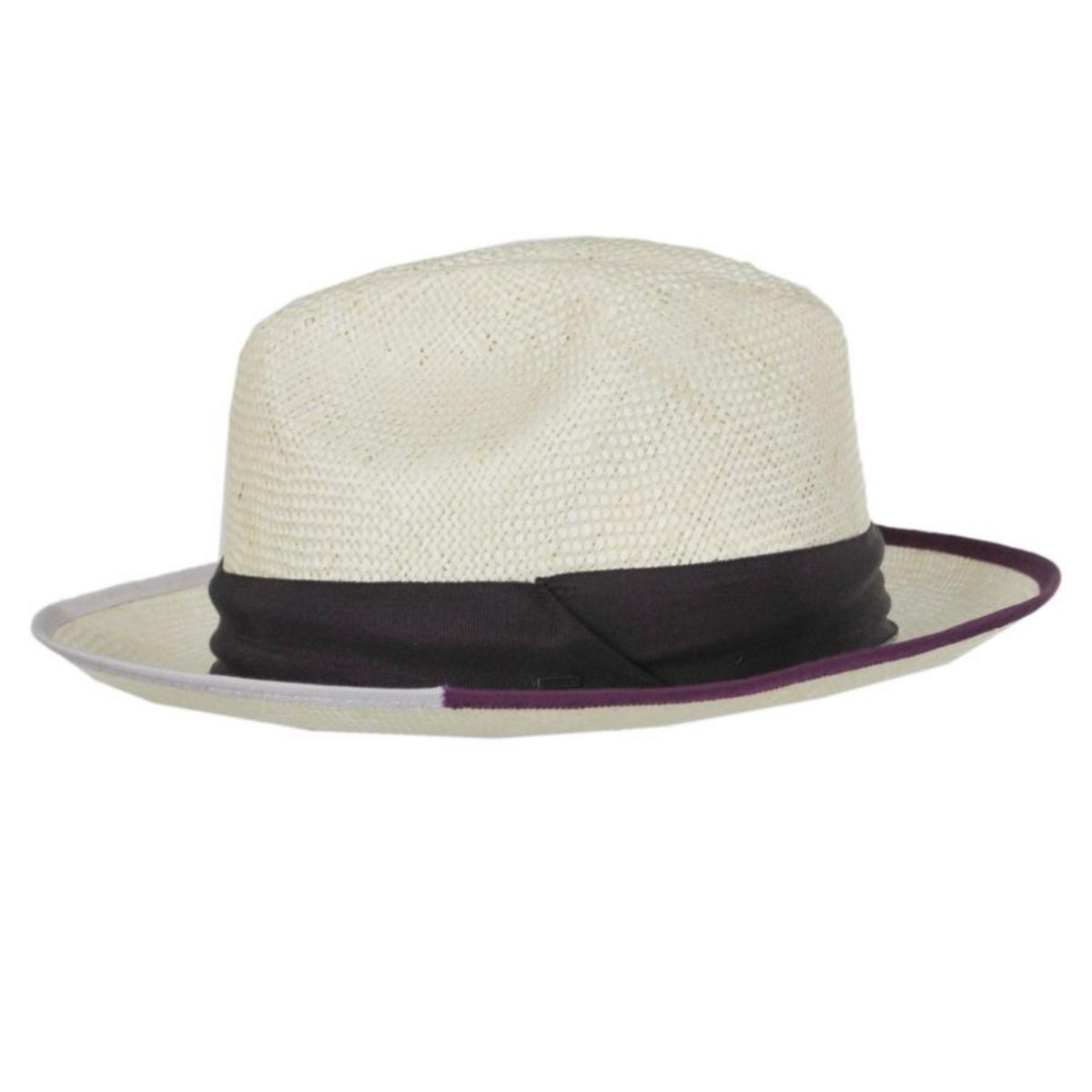 Bailey 1922 | Hesmond Sisal Litestraw Fedora Hat | 127869 | profile | NATURAL/FUCHSIA