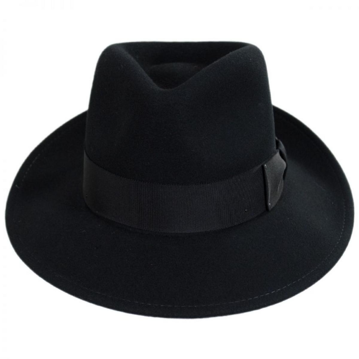 Bailey 1922 | Packable Wool LiteFelt Fedora Hat  | 130003 | front | BLACK