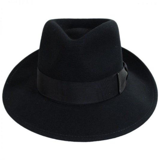 Bailey 1922 | Packable Wool LiteFelt Fedora Hat | 130003 | front | BLACK