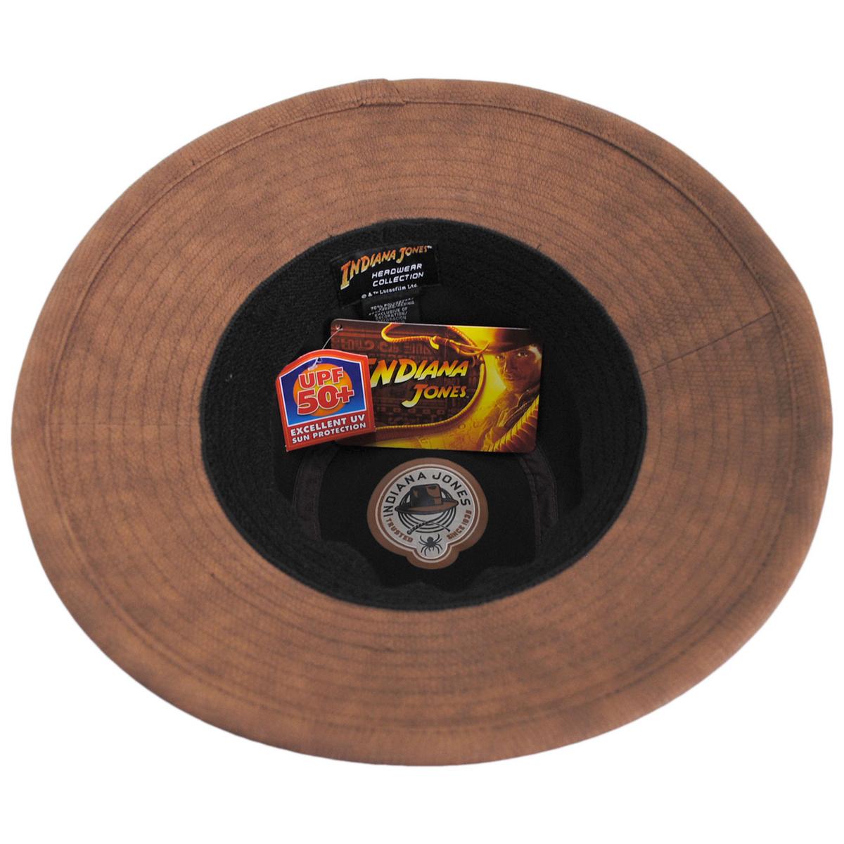 Indiana Jones | Officially Licensed Kali Ma Vegan Leather Safari Fedora Hat | 140174 | under | BROWN