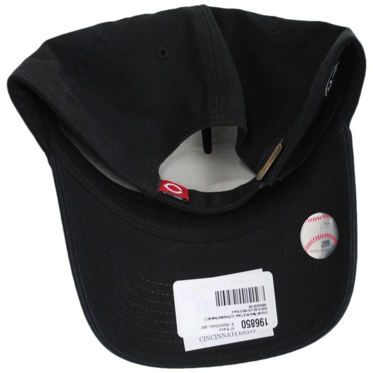 47 Brand | Cincinnati Reds MLB Clean Up Strapback Baseball Cap Dad Hat | 203215 | under | BLACK