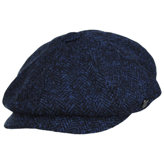 Failsworth | Carloway Harris Tweed Wool Herringbone Newsboy Cap - Blue | 177901 | lead | BLUE