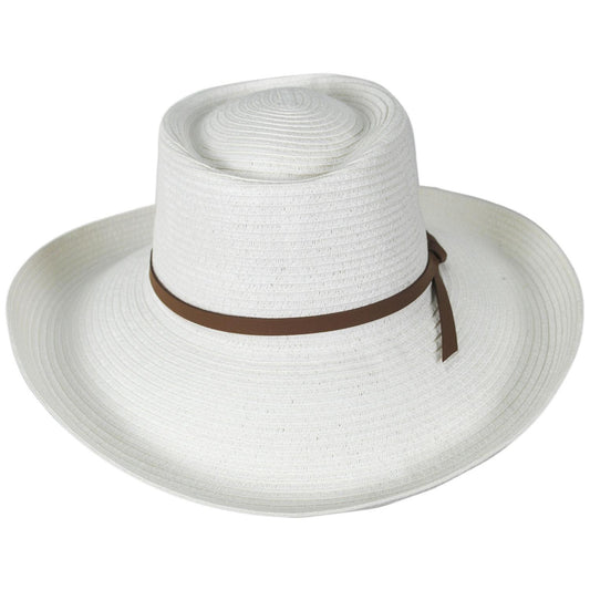 Physician Endorsed | Aurora Toyo Straw Gambler Hat | 102644 | front | WHITE/BROWN