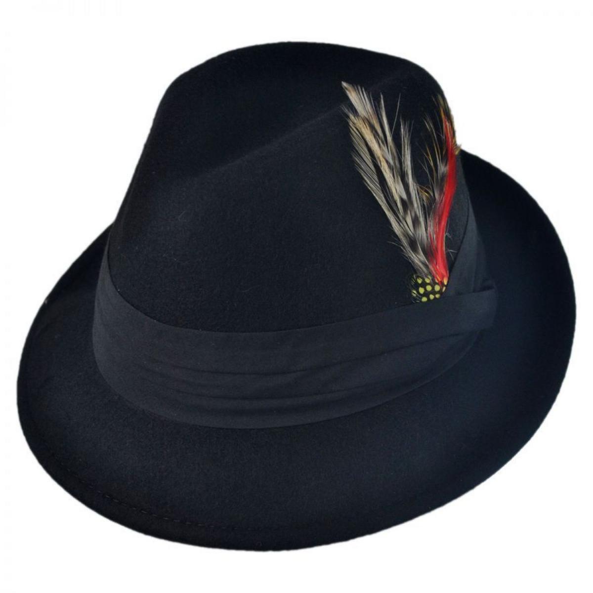 Capas Headwear | Kid's Blues Crushable Wool Felt Trilby Fedora Hat | 507403 | lead | BLACK