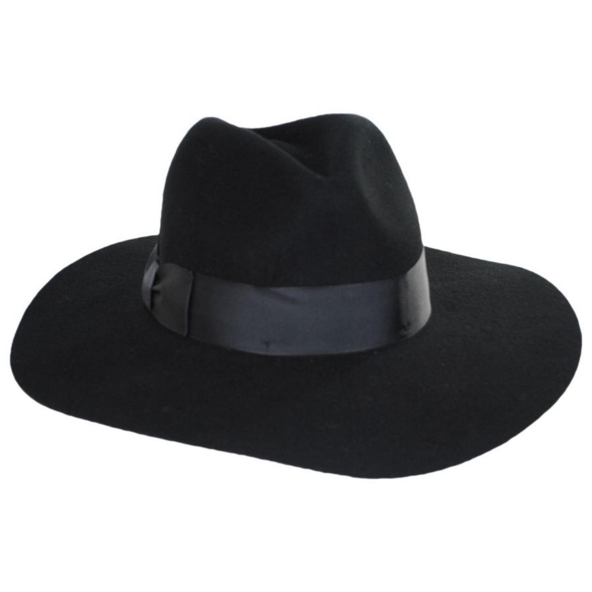 Bigalli | Zoey Floppy Brim Wool Felt Fedora Hat | 131433 | lead | BLACK