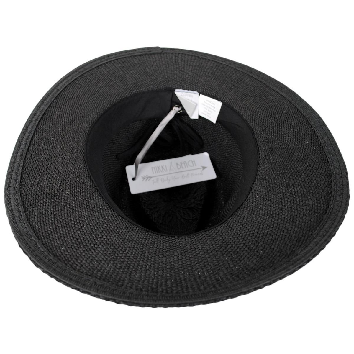 NIKKI BEACH | Angelina Toyo Straw Fedora Hat | 102660 | under | BLACK