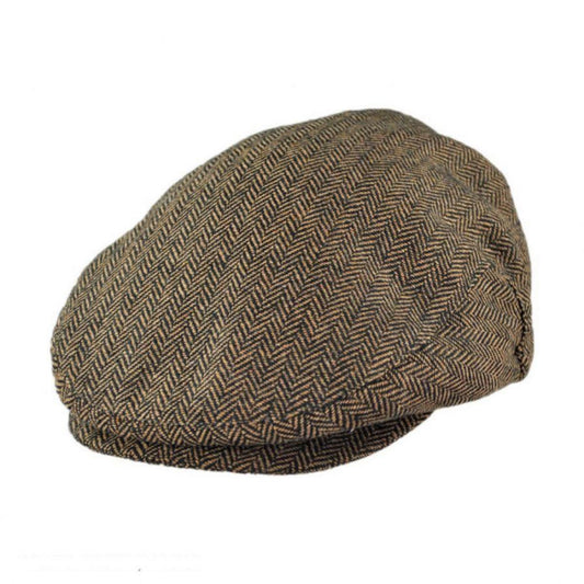 BRIXTON HATS | Hooligan Herringbone Wool Blend Ivy Cap | 161516 | lead | BROWN/KHAKI