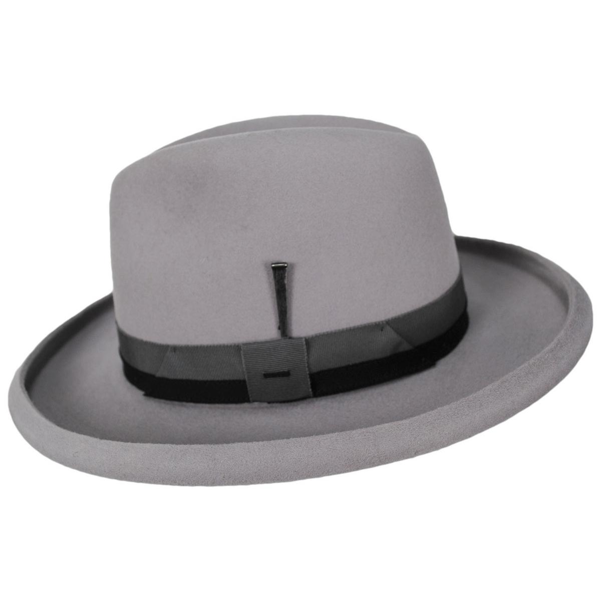 Bailey 1922 | Walsden Wool Felt Homburg Hat | 133301 | profile | FLINT GREY