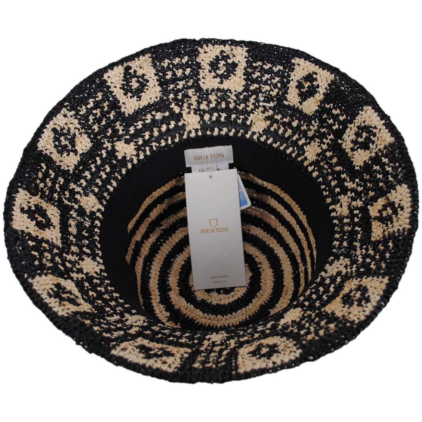 BRIXTON HATS | Redding Raffia Straw Bucket Hat | 185557 | under | BLACK/NATURAL