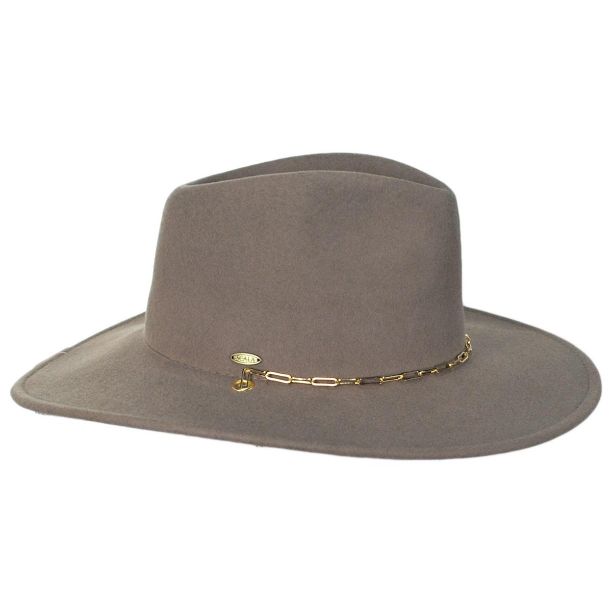 Scala | Candace Wool Felt Fedora Hat | 123494 | profile | MINK