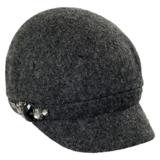 Betmar | Rhinestone Wool Cap | 106075 | lead | GREY FLANNEL