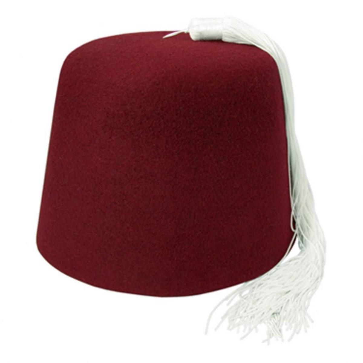 Village Hat Shop | Maroon Wool Fez with White Tassel | 193306 | lead | MAROON