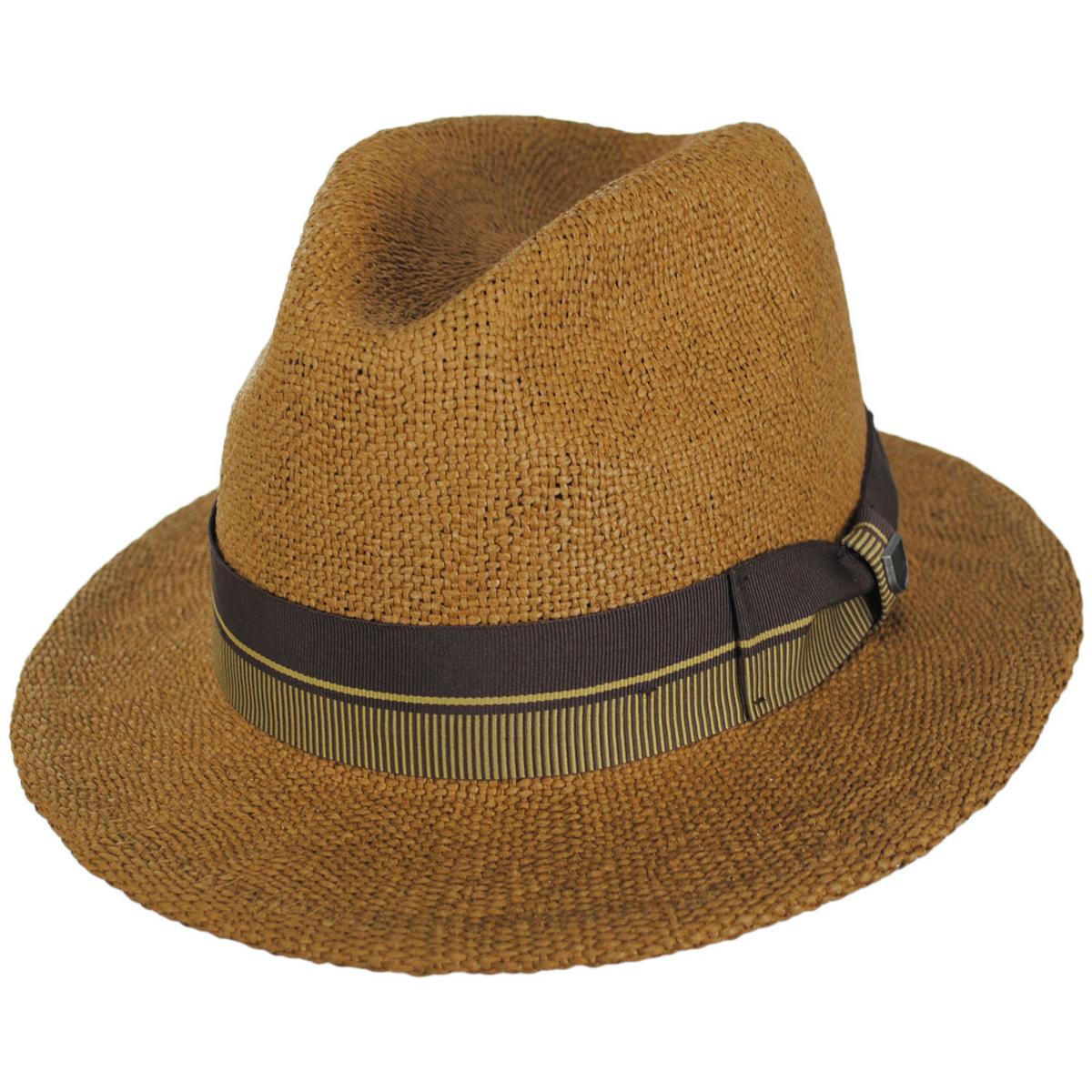 BRIXTON HATS | Roma Bangora Straw Fedora Hat | 128362 | lead | COFFEE