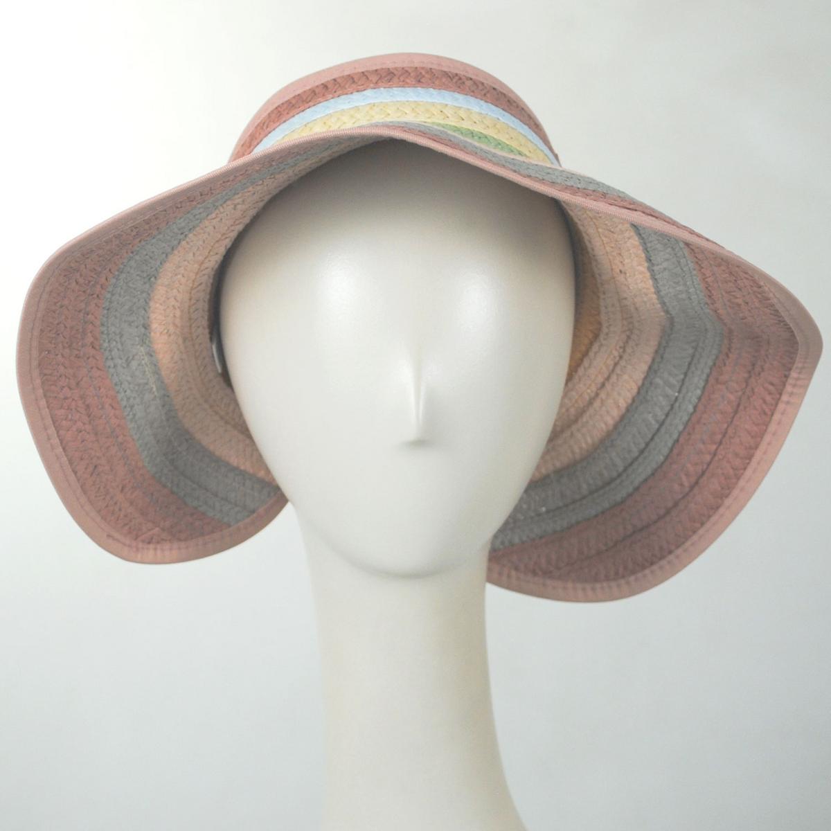 San Diego Hat Company | Multi Stripe Roll Up Toyo Straw Visor | 197301 | front | PASTEL