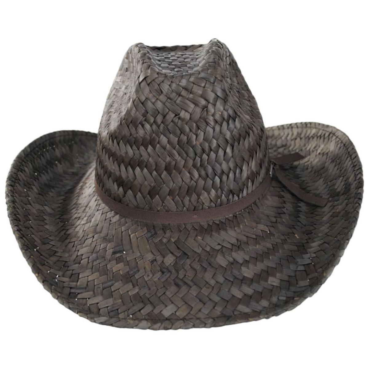BRIXTON HATS | Houston Rush Straw Cowboy Hat - Natural & Toffee | 128338FW24 | front | TOFFEE