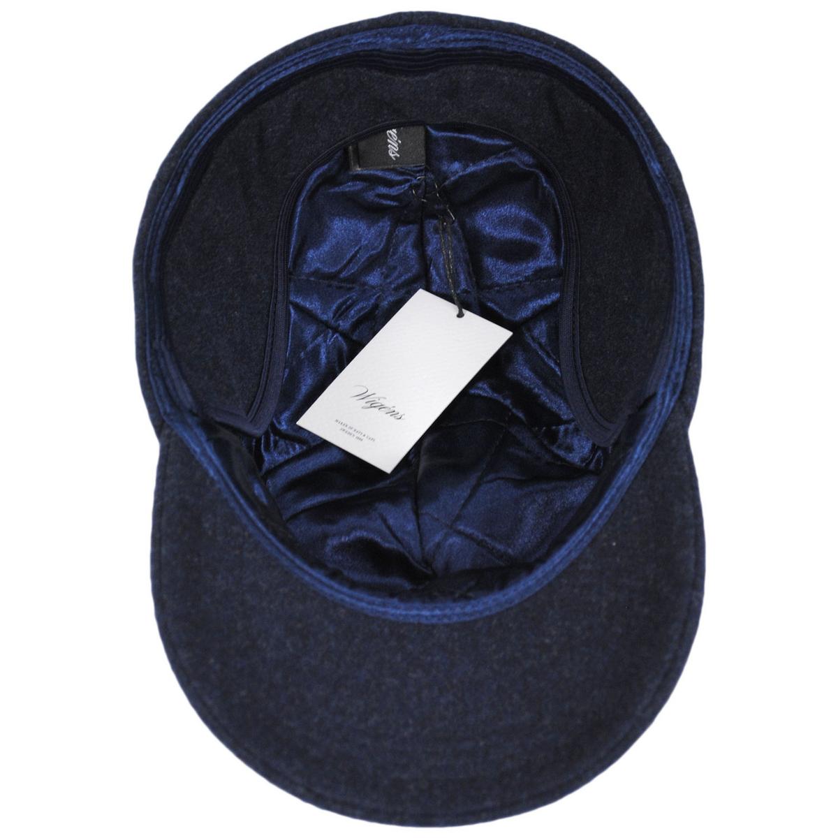 Wigens Caps | Melton Wool Earflap Baseball Cap | 223005 | under | BLUE MELANGE