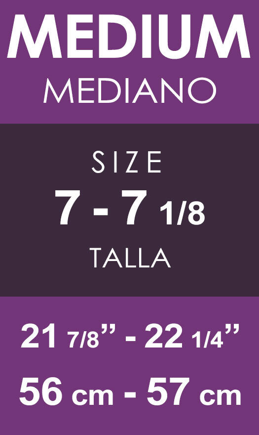 General hat size Medium is equal to: US numerical sizes seven through seven and one-eighth. US measurements twenty-one and seven-eighths inches to twenty-two and one-quarter inches. European numerical sizes fifty-six centimeters to fifty-seven centimeters.