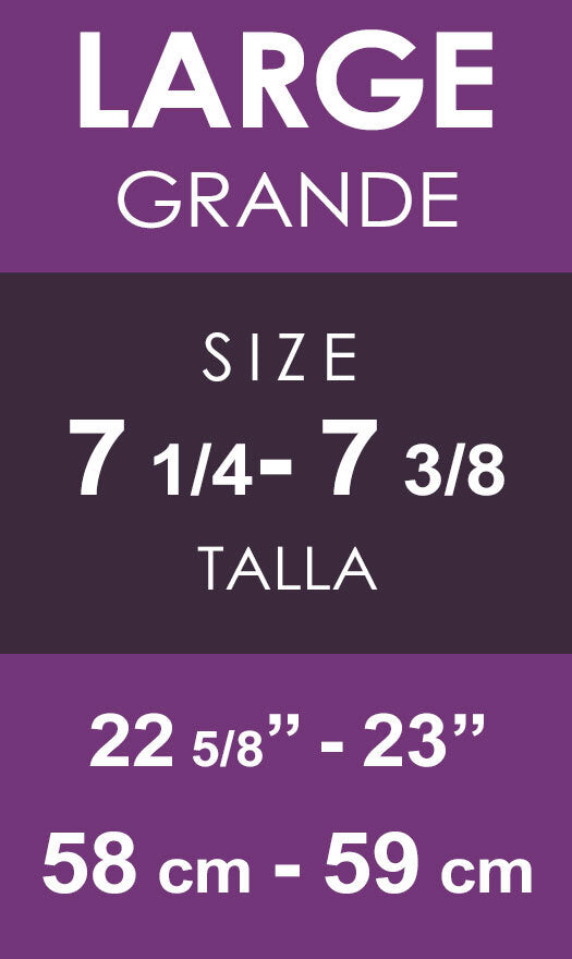 General hat size Large is equal to: US numerical sizes seven and one-quarter through seven and three-eighths. US measurements twenty-two and five-eighths inches to twenty-three inches. European numerical sizes fifty-eight centimeters to fifty-nine centimeters.