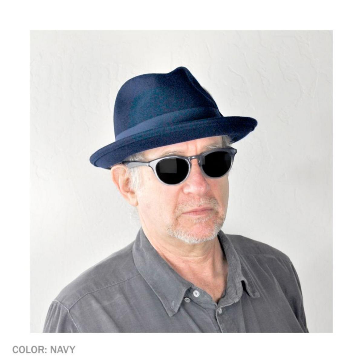 Jaxon Hats | Blues Crushable Wool Felt Trilby Fedora Hat | 132020 | lsmtwo | NAVY BLUE