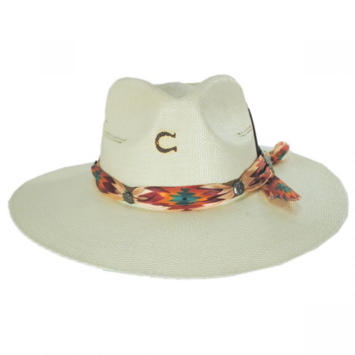 Charlie 1 Horse | Tribal Shantung Straw Fedora Hat | 101663 | front | NATURAL