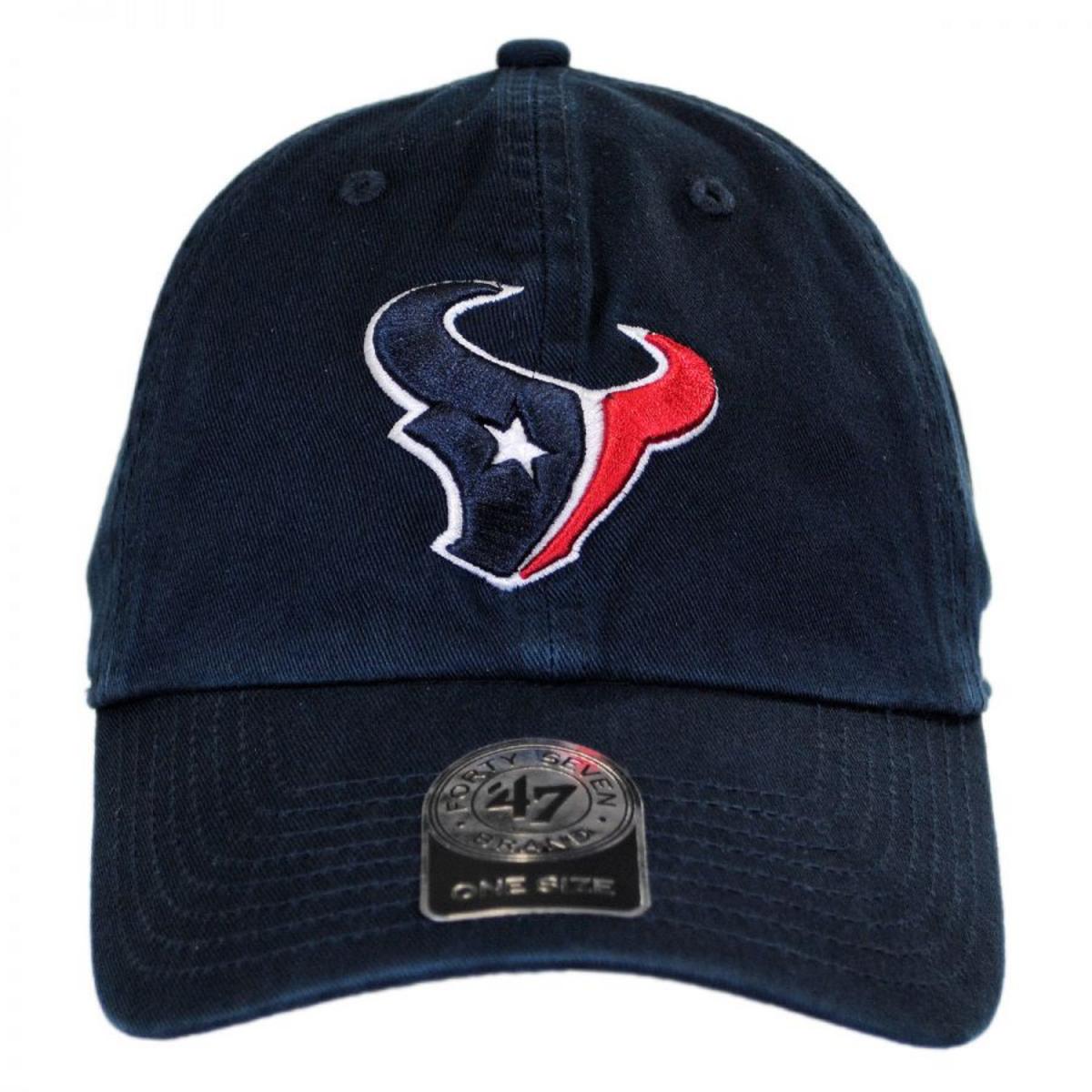 47 Brand | Houston Texans NFL Clean Up Strapback Baseball Cap Dad Hat | 203510 | front | NAVY
